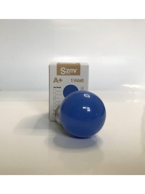 Zmr - 1W Mavi Renkli Gece Ampulü - E27 Normal Duy - LED
