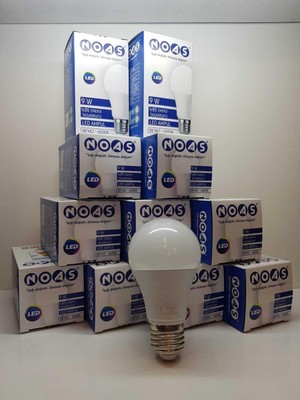 Noas LED Ampül 9 Watt BEYAZ-6500K ( 12 Adet)