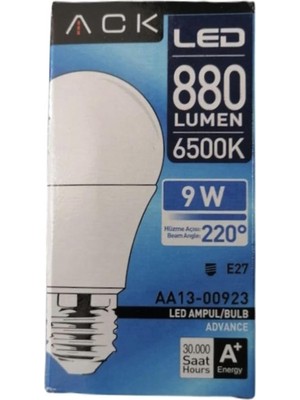 Ack LED Ampul / Bulb AA13-00923 9W E27 6500K Beyaz LED A60 Ampul