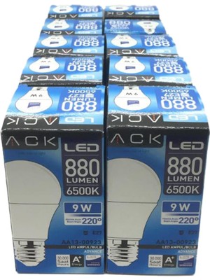 Ack 10 Adet 9W LED Ampul Beyaz Işık 6500K E27 Duylu - Avantaj Paket