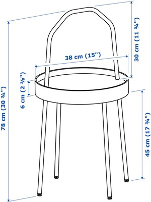 IKEA Kulplu Sehpa Su Yeşili Renk Meridyendukkan 38 cm Metal-Taşınabilir Sehpa