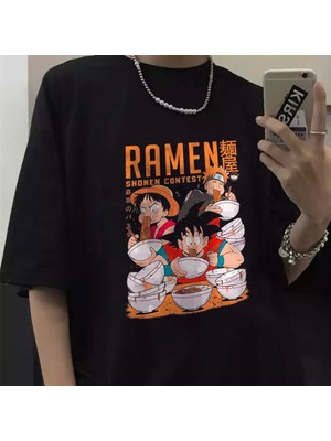 Touz Moda Anime Poster Baskılı Siyah Unisex Oversize T-Shirt