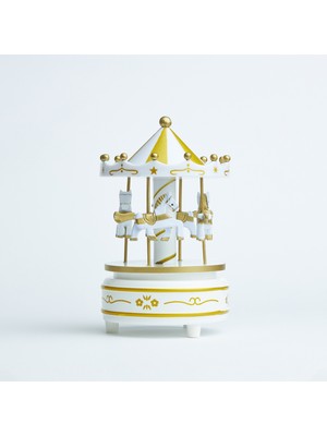 Hediye Sepeti Hediyesepeti Nostaljik Atlı Karınca Müzik Kutusu Gold Beyaz Renk