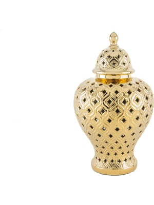 Mikasa Moor Gold Küp Kapaklı Vazo 26X45CM