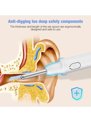 Neutral Akıllı Görüntülü LED Işık Kablosuz Kulak Temizleyici - Beyaz (Yurt Dışından)