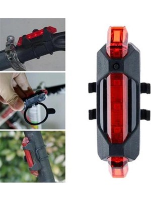 Evden Çarşı USB Şarj Edilebilir Parlak Bisiklet LED Lamba Su Geçirmez Güvenlik Uyarı Arka Lamba Işığı
