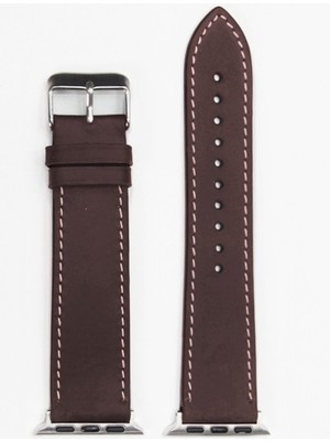 Wrapsol Apple Watch Kordon Deri Crazy Koyu Mürdüm 38-40-41 mm Uyumlu