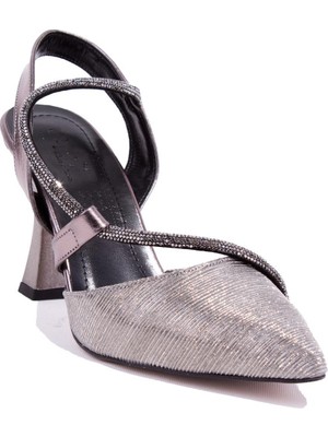 Dagoster DZA07-396155 Platin Abiye Topuklu Kadın Ayakkabı