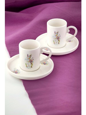 Bursa Porselen Dekor Cute İki Kişilik Kahve Fincan Takımı