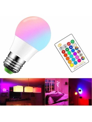 EC Shop Formaydınlatma Rgb LED Ampul Çok Renkli LED Home Uzaktan Kumandalı Dim Edilebilir Ampul