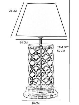 Vinner Laser 5701 Krom Kaplama Metal Abajur - Yaprak Desenli