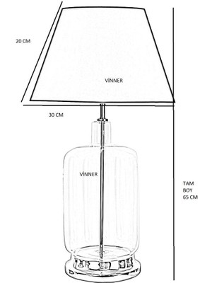 Vinner Rouen Krom Ayaklı Modern Özel Tasarım Cam Abajur - Greysland