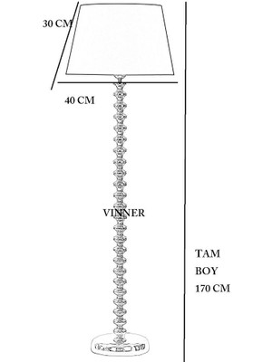 Vinner Gold Kaplama Jasmine Series 5802 Metal Tek Ayaklı Lambader - Beyaz Kırçıl