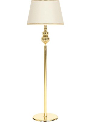 Vinner Munch Gold Kaplama Metal Düz Tek Ayaklı Lambader - Gold Şeritli Krem