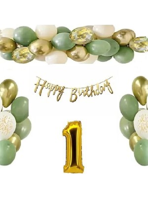 Çıtı Pıtı Store Çıtıpıtıstore Küf Yeşilli 1 Yaş Doğum Günü Balon Seti