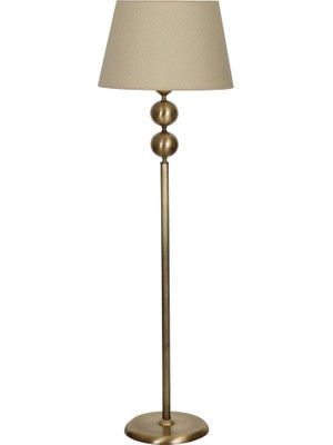 Vinner Eskitme Kaplama Çift Küre Metal Tek Ayaklı Lambader Konik Bej