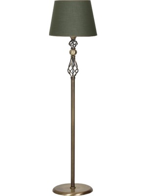 Vinner Eskitme Kaplama Şelale Düz Metal  Tek Ayaklı Lambader - Konik Haki Yeşil