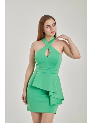 Modatalika Kadın Boyundan Askılı Mini Abiye Elbise