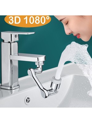 Kanisti Musluk Başlığı 1080 Derece Dönebilen 2 Fonksiyonlu Krom Kaplama Musluk Ucu Filtresi