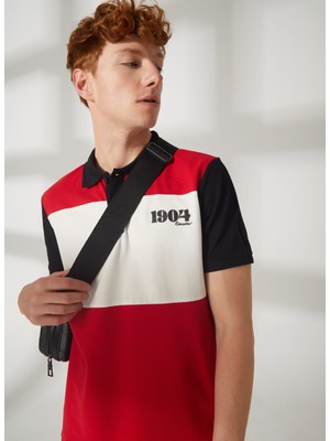 Caterpillar Baskılı Koyu Kırmızı Erkek Polo T-Shirt E-Cost
