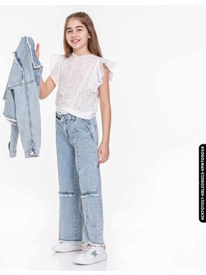 Xo Kids Kız Güpür Bluz 8-14 Yaş 34418 KBLZ09013 Beyaz