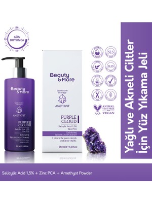 Beauty&More Ametist  Purple Cloud Yağlı ve Akneli Ciltler Için Yüz Yıkama Jeli 250 ml  
Salicylic Acid 1,5% + Zinc PCA+ Ametist  Powder