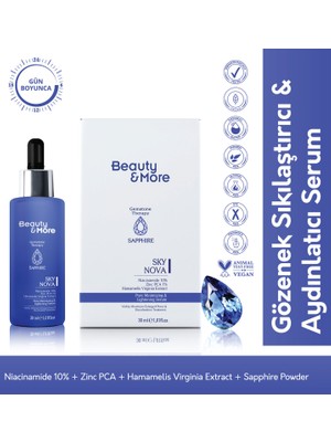 Beauty&More Safir Sky Nova & Aydınlatıcı Serum 30 ml 
Niacinamide 10% + Zinc PCA + Hamamelis Virginia Extract + Safir Powder