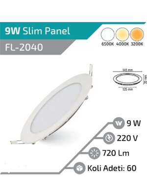 Forlife 9W Yuvarlak LED Panel Gün Işığı 3200K