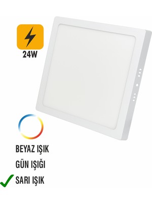 No-vo 24W Sıva Üstü LED Armatür Kare -Beyaz Kasa