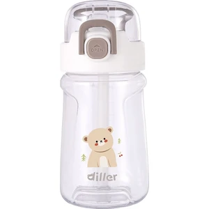 550 ml Pipetli ve Askılı Beyaz Kız ve Erkek Çocuk Matarası