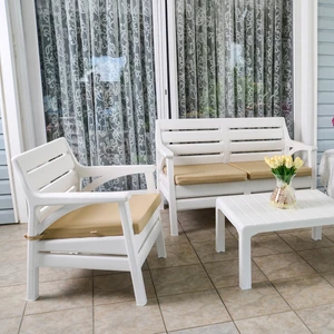 HK-800 Miami Set Bahçe Mobilyası - Balkon Seti-Beyaz