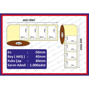 ÖzsaraçEtiket 50X40 Kuşe Barkod Etiketi 1000 Sarım