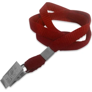 Metal Klipsli Kart Askı Ipi Kırmızı (50 Adet)-Eko