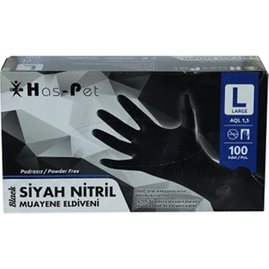 Pudrasız Siyah Nitril Eldiven Büyük Boy (L) 100 Lü Paket