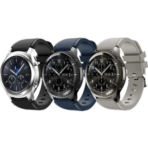 22MM Desenli Silikon Saat Yüksek Kalite Kordon Kayış 3'lü Set