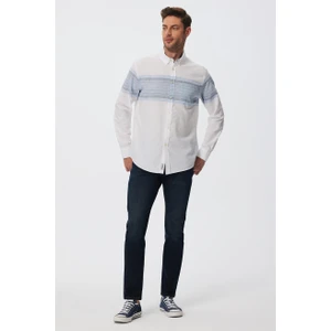 Lee Cooper Carlo Erkek Dokuma Gömlek Beyaz - Mavi
