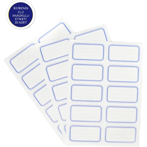 Okul Etiketi 30 Adet Mavi Renkli Kullanışlı Etiketler Anaokulu İçin