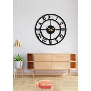 Roma Rakamlı Lazer Kesim Metal Duvar Saati