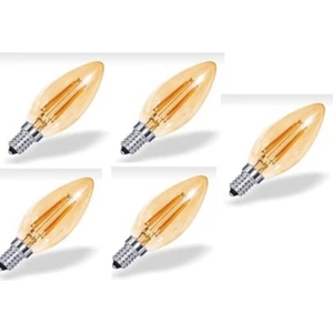 Dekoratif 4W Amber Sarı Işık E14 (Ince Duylu) Rustik LED Ampul 5'li Paket