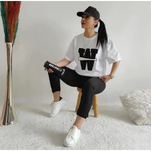 Amor Man Özel Tasarım Bisiklet Yaka W Baskılı %100 Pamuk Kısa Kollu Yazlık Kadın Eşofman Takımı