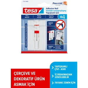 İz bırakmadan Sökülebilir Yapışkanlı Askı - Çivi, Fayans ve Metal Yüzeyler için 4 kg x 2 adet, 77767