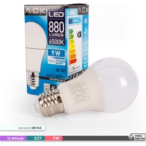 5'li LED Ampul Ack A60 6500K Beyaz Işik 880LM 9W E27