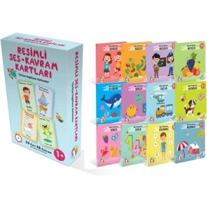Mert Bebek Bebeğimin Ilk Minik Kütüphanesi 12’li Set  Resimli Ses- Kavram Kartları