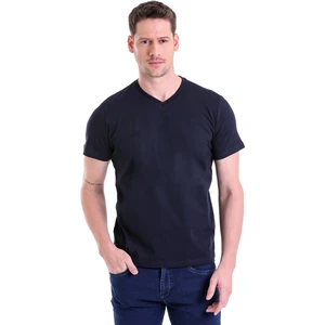 Lacivert Düz Regular Fit 100% Pamuk V Yaka Tişört