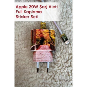 Iphone 20W Uyumlu Şarj Aleti Kaplaması - Doğa Temalı Full Sarj Aleti Sticker 5 Parça
