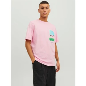 Jack & Jones Jortulum Landscape Tee Ss Crew Neck Pembe Erkek T-shirt 12235226-Prism