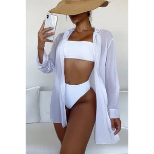 Şifon Gömlek Plaj Elbisesi Pareo Kimono Kaftan
