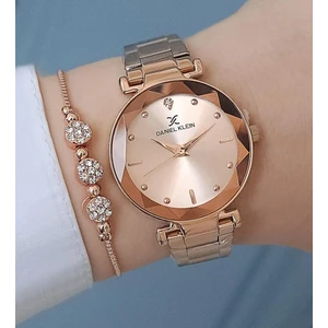 Daniel Klein Yeni Model Kesme Camlı Çelik Bilezik Rose Gold Kadın Kol Saati + Zirkon Taşlı Bileklik