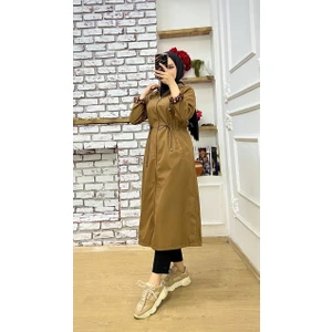 Marjinal City Taba Içi Leopar Desenli ve Kendinden Astarlı Su Geçirmez Kadın Trençkot