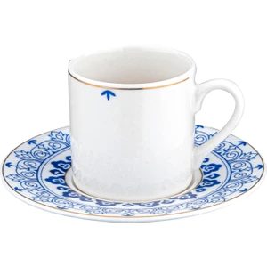 Oms Collection 11116 Star 12 Parça Porselen Mavi Beyaz Fincan Takımı Beyaz
